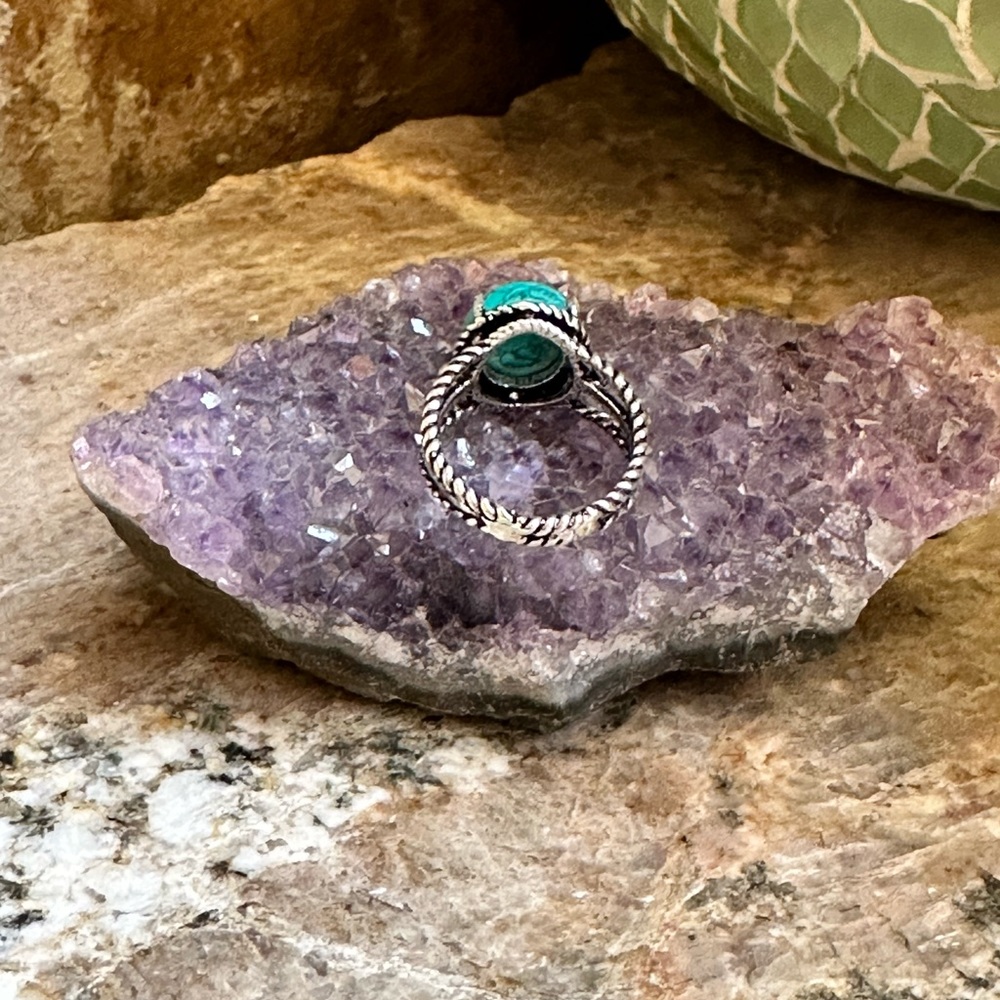 Silver Turquoise Stone Ring - Picture 3 of 5